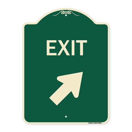 Signmission Exit Exit with Right Arrow Heavy-Gauge Aluminum Architectural Sign, 24" H, 18" L, G-1824-24031 A-DES-G-1824-24031